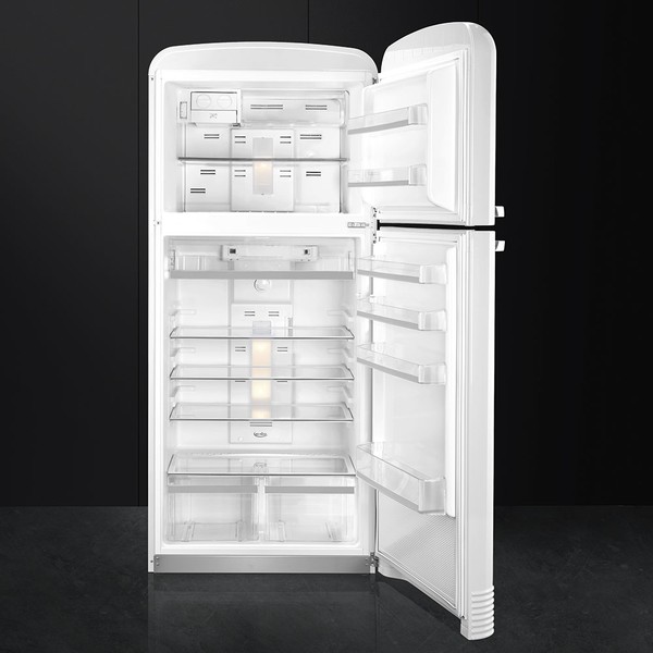 Отдельностоящий двухдверный холодильник, 80 см, No-Frost, петли справа стиль 50-х годов белый